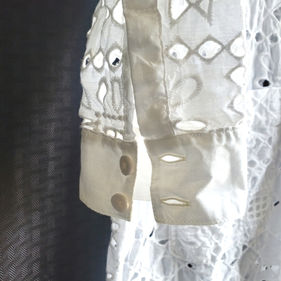 Anthropologie Maeve Geo Eyelet Shirtdress Size Medium - Picture 4 of 11